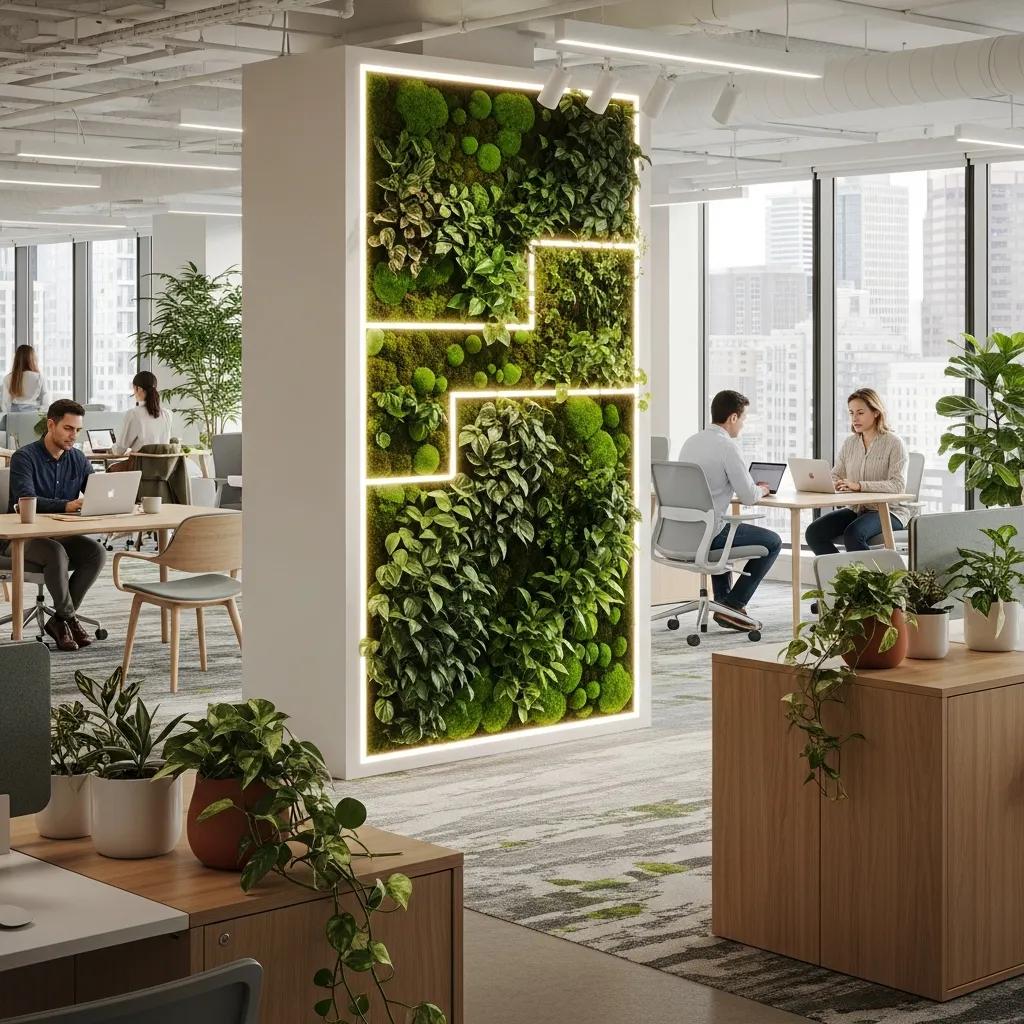Toronto office with living green wall and energy-efficient lighting showcasing sustainable design