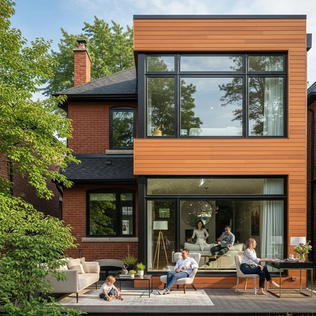 Stylish second story addition on a Toronto home with family enjoying the space