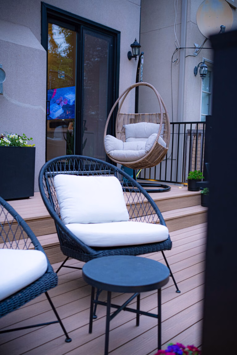 Finished balcony seating area