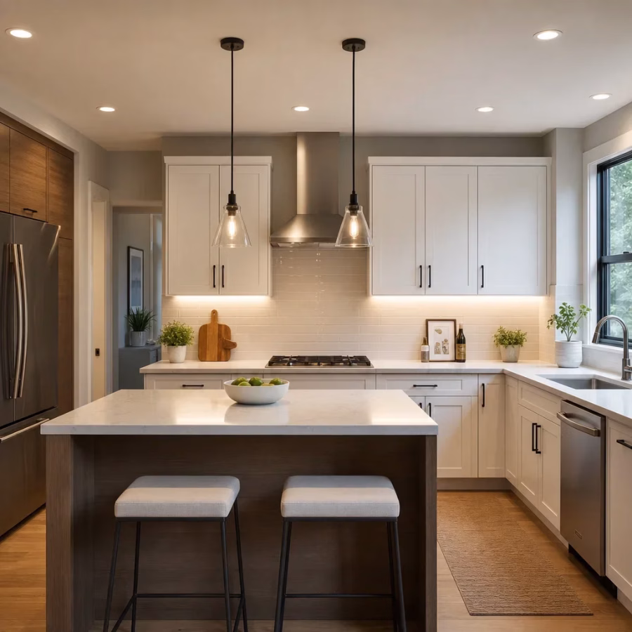 kitchen layered lighting setup 1888