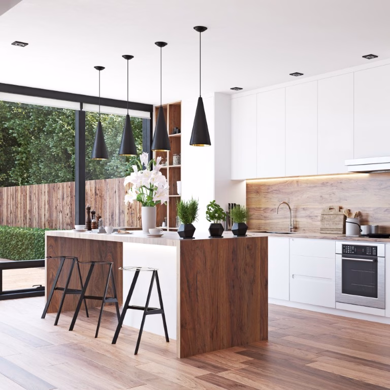 Modernised open living area after renovation