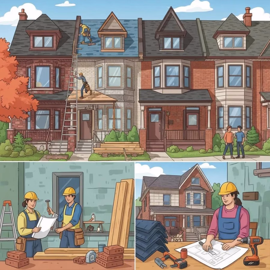 toronto residential neighborhood with home renovations in progress highlighting construction activity and community engagement 52052996 ec90 45b2 ab90 bfc3fd55588b